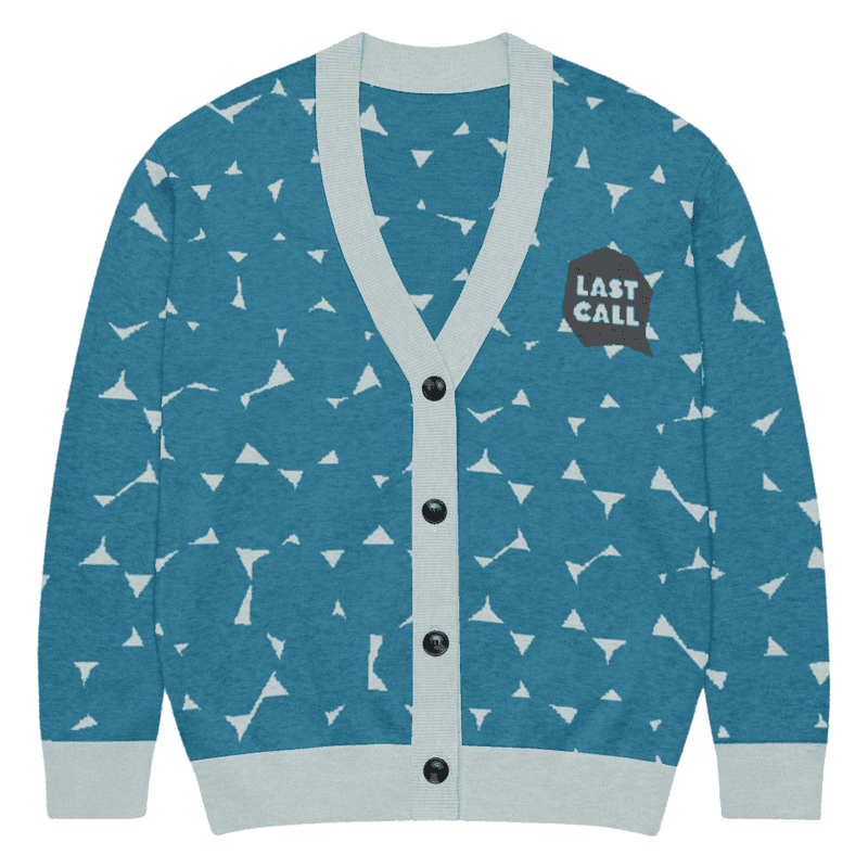 Teal Polygon Pattern Knitted cardigan