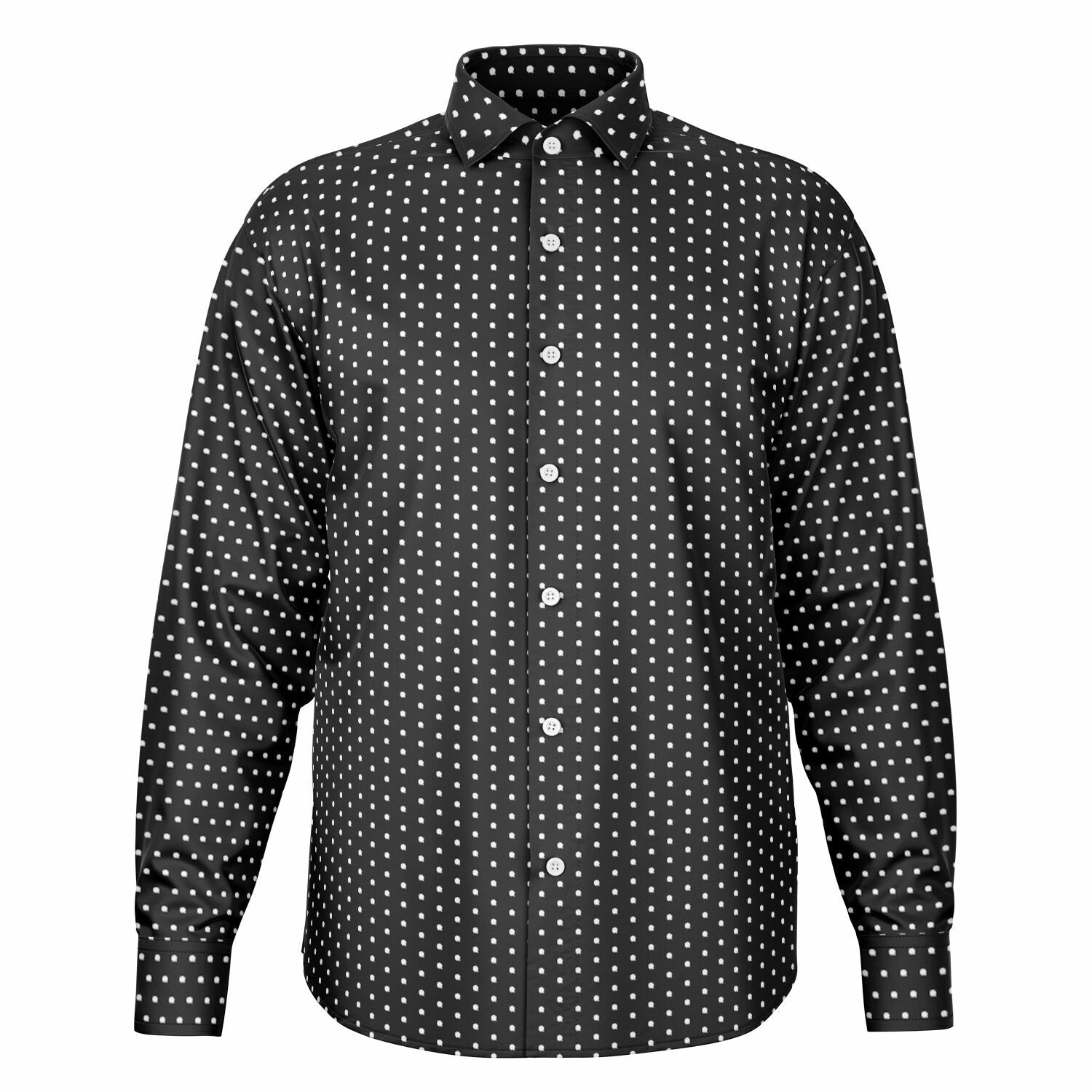 Speech Bubble Polka Dot Long Sleeve Button Down Shirt